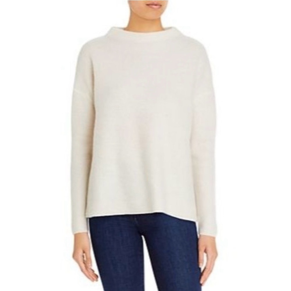 C by Bloomingdale's Brushed Cashmere Mock Neck Sweater in Ivory - NWT Small